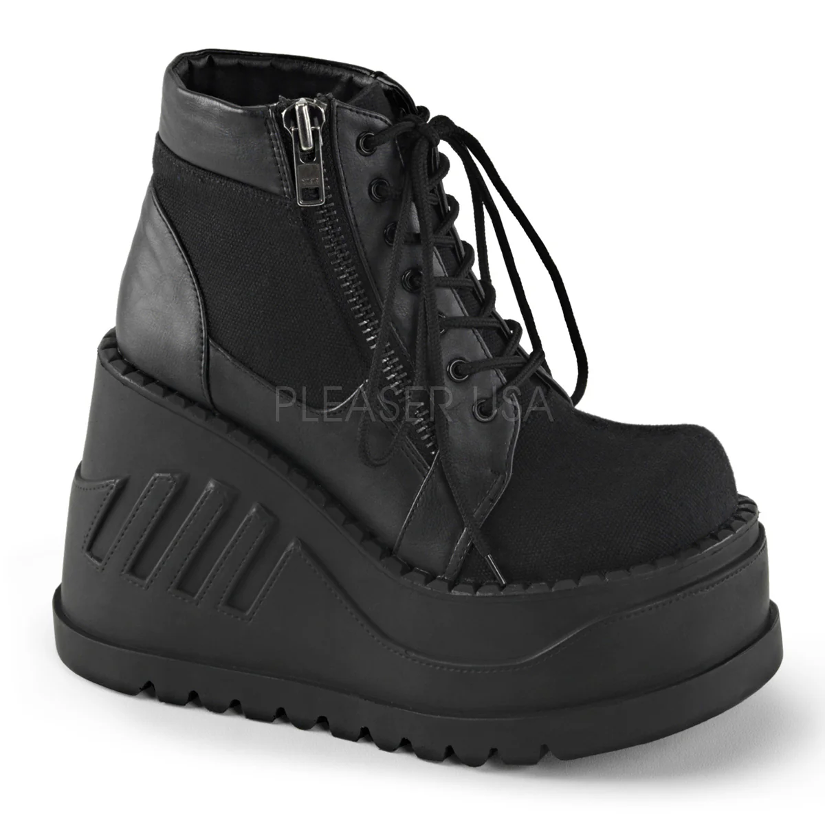 STOMP-10 Black Canvas-Vegan Leather