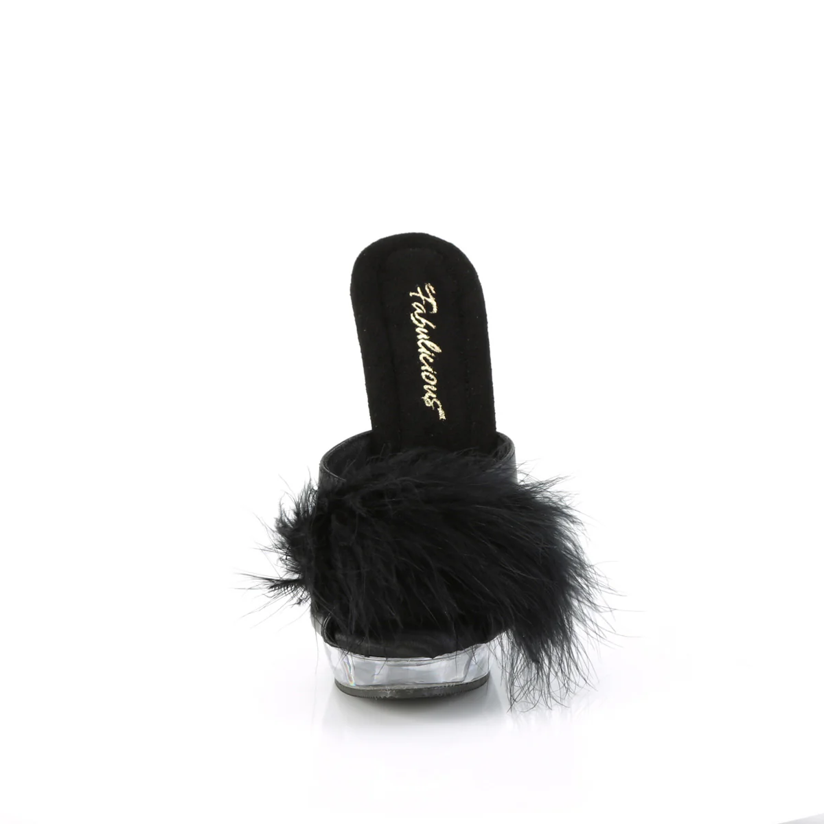SULTRY-601F Black Pu-Marabou Fur/Clear - Image 2