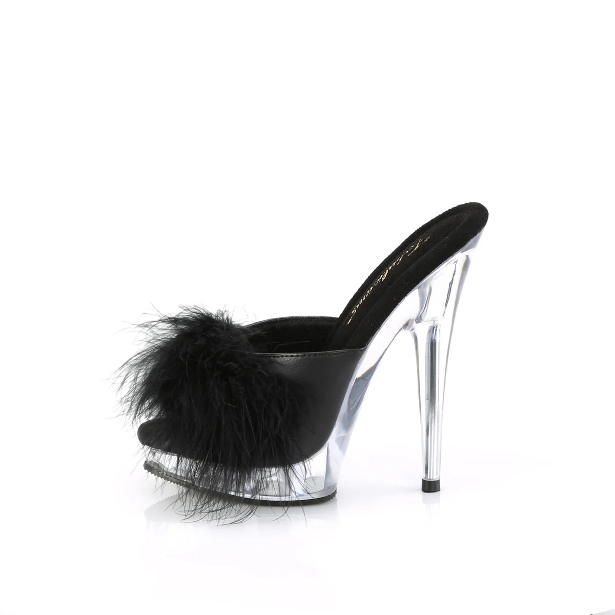 SULTRY-601F Black Pu-Marabou Fur/Clear - Image 3