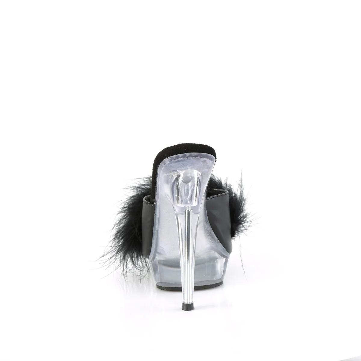 SULTRY-601F Black Pu-Marabou Fur/Clear - Image 4