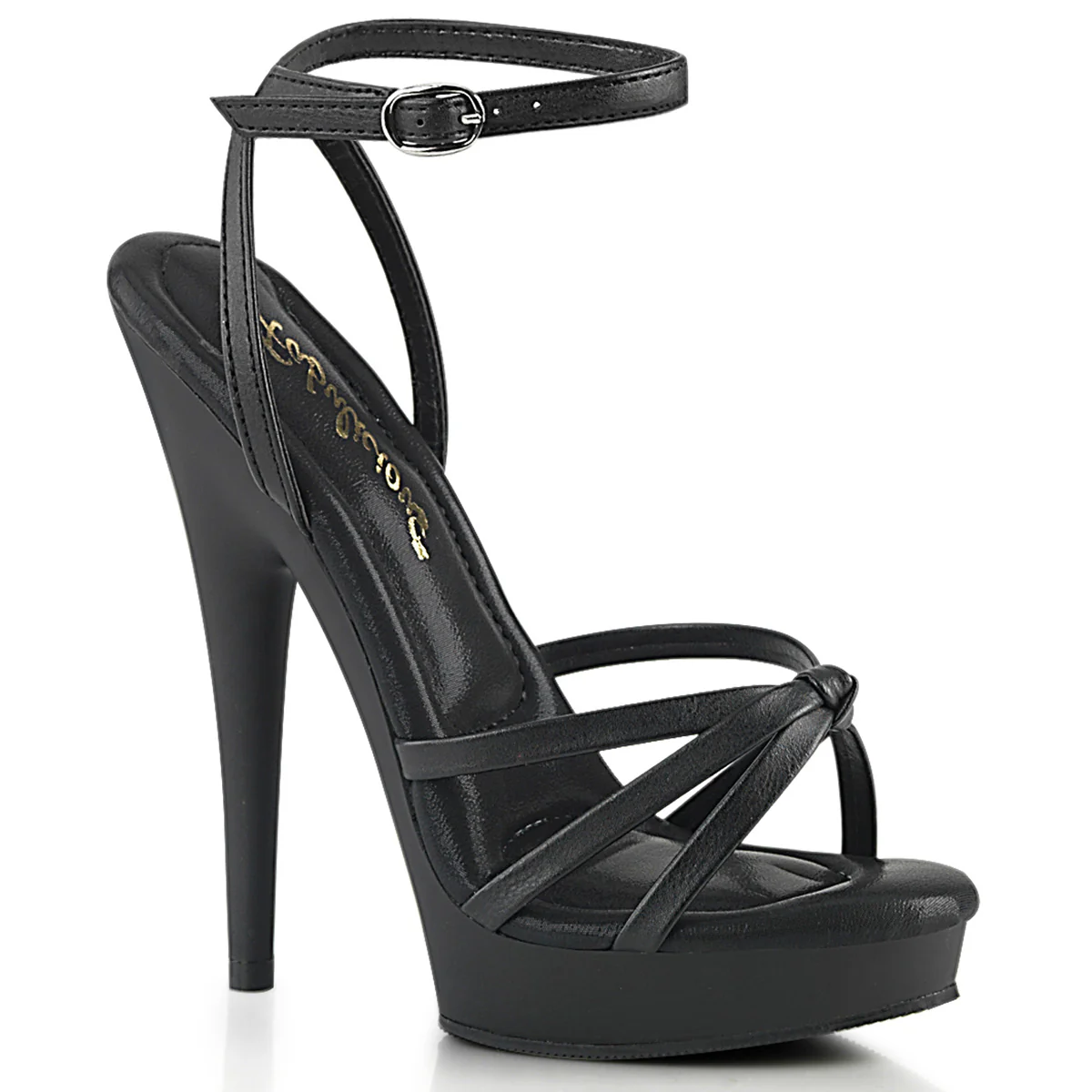 SULTRY-638 Black Faux Leather/Black Matte