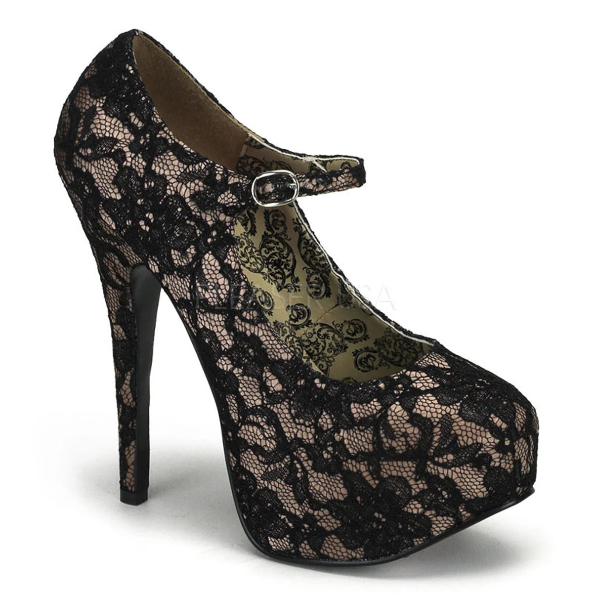 TEEZE-07L Nude Satin-Black Lace