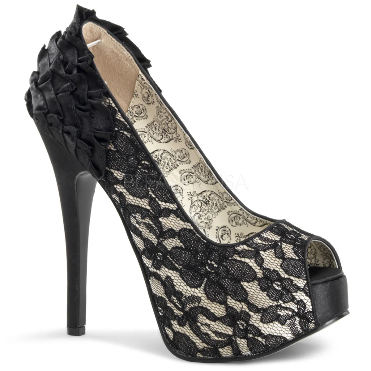 TEEZE-19  Champagne Satin-Black Lace