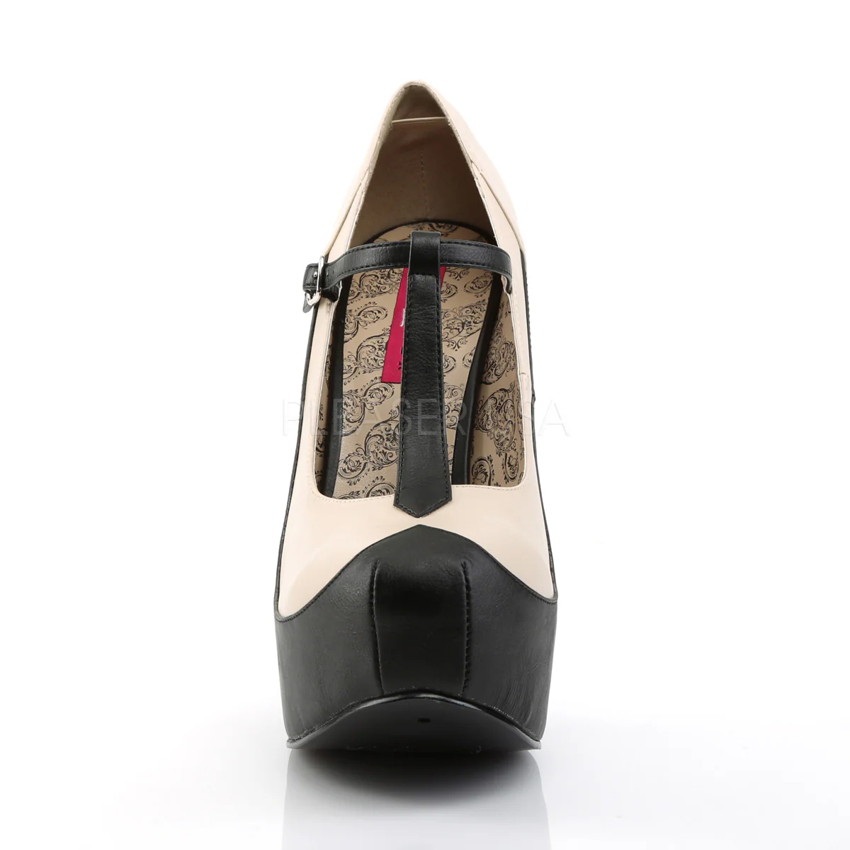 TEEZE-45W  Black-Cream Faux Leather - Image 2