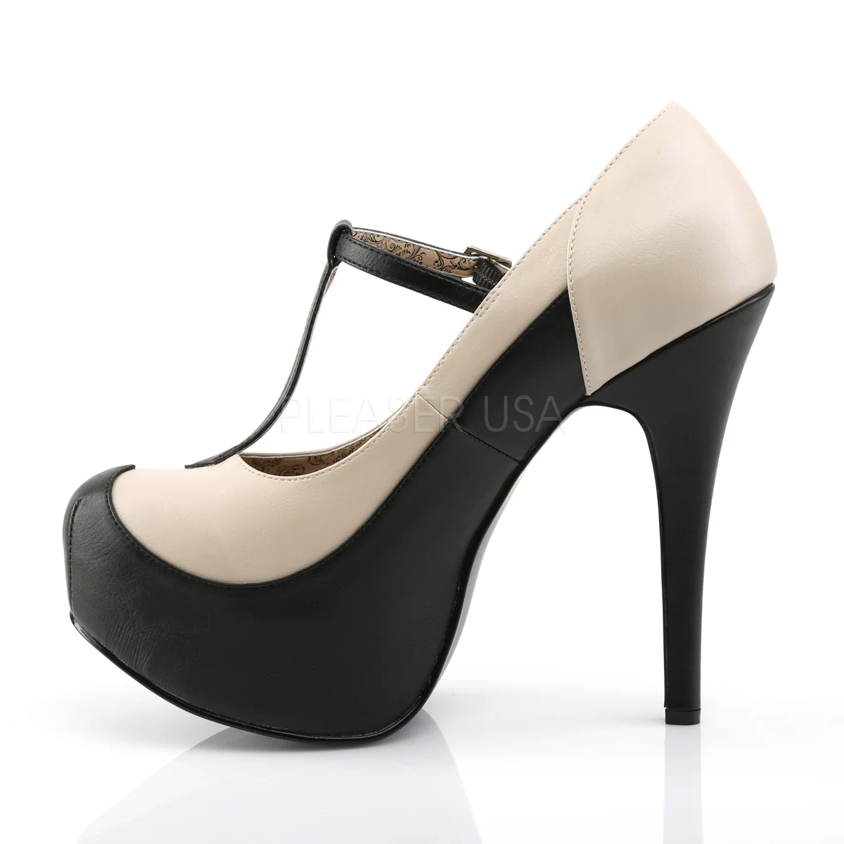 TEEZE-45W  Black-Cream Faux Leather - Image 3
