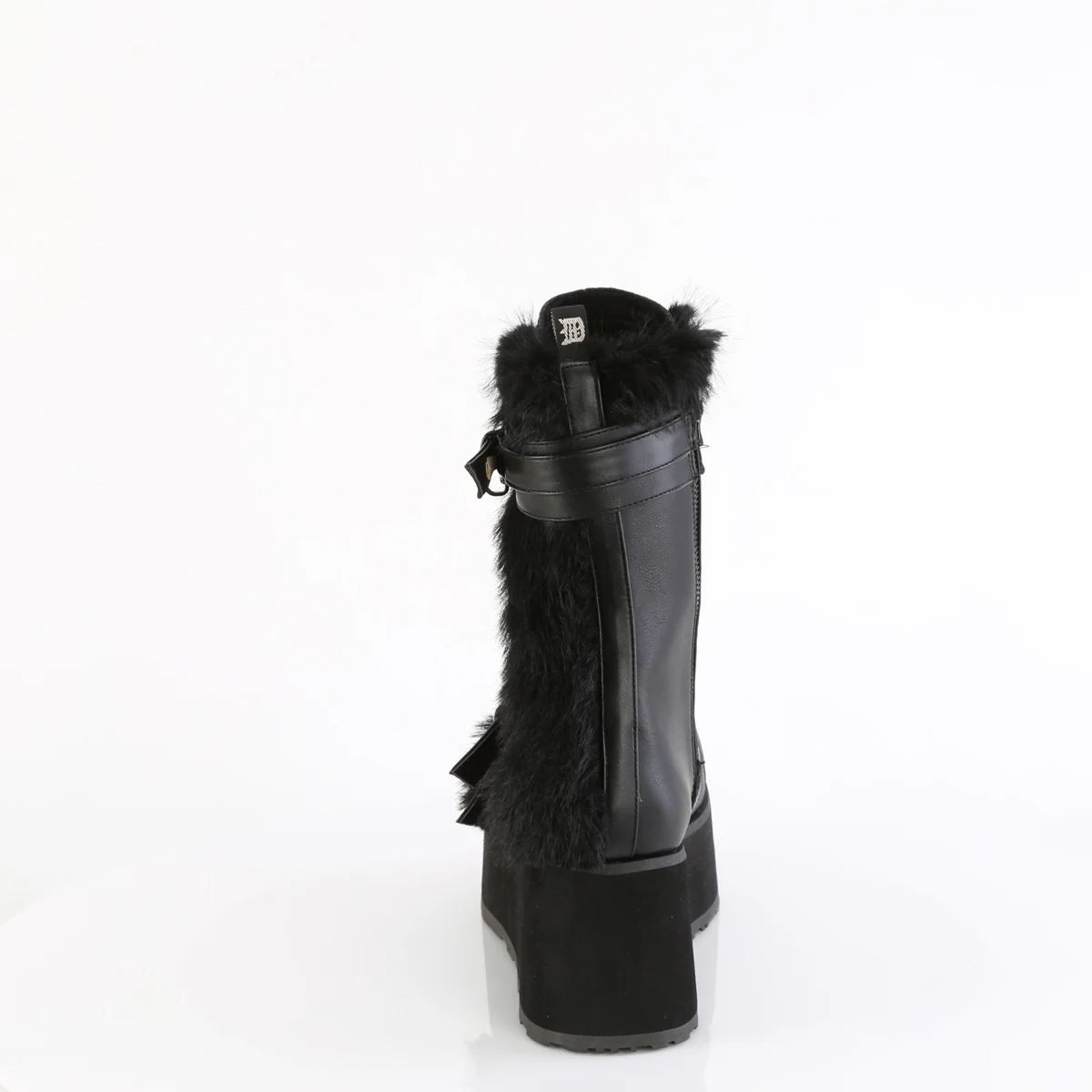 TRASHVILLE-218  Black Vegan Leather-Faux Fur - Image 4