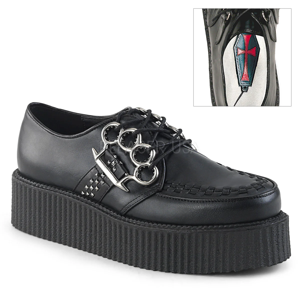 V-CREEPER-516  Black Vegan Leather