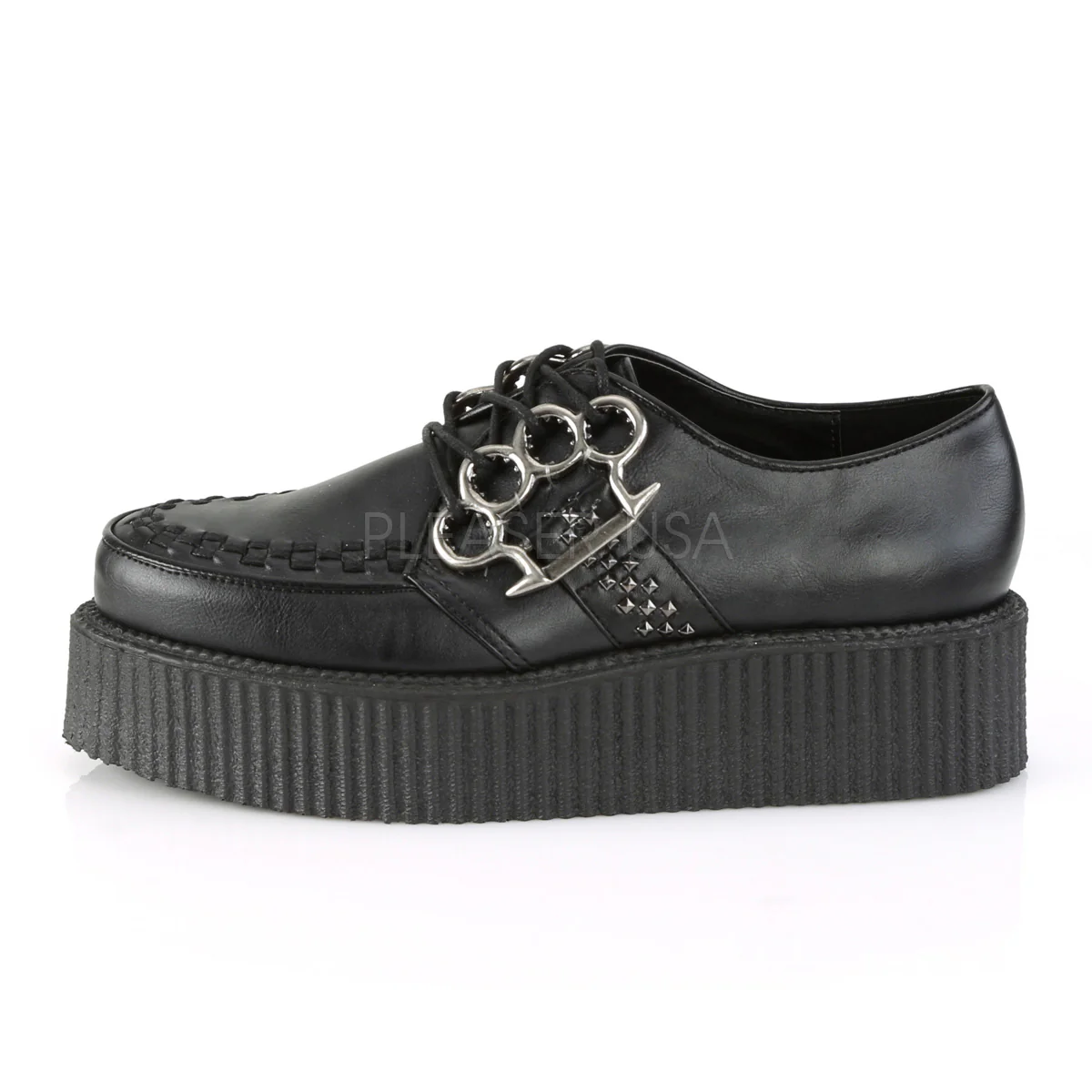 V-CREEPER-516  Black Vegan Leather - Image 3