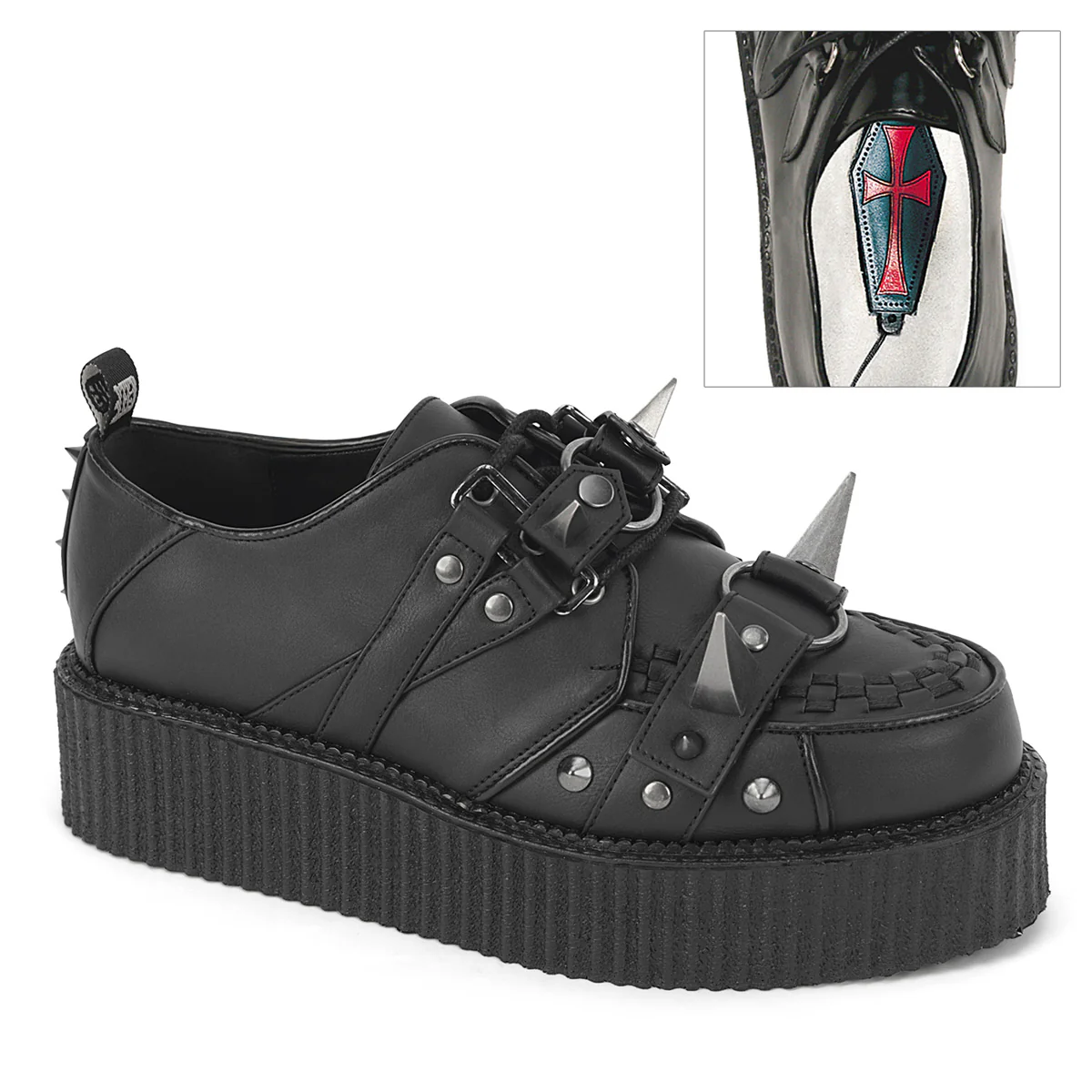 V-CREEPER-518  Black Vegan Leather