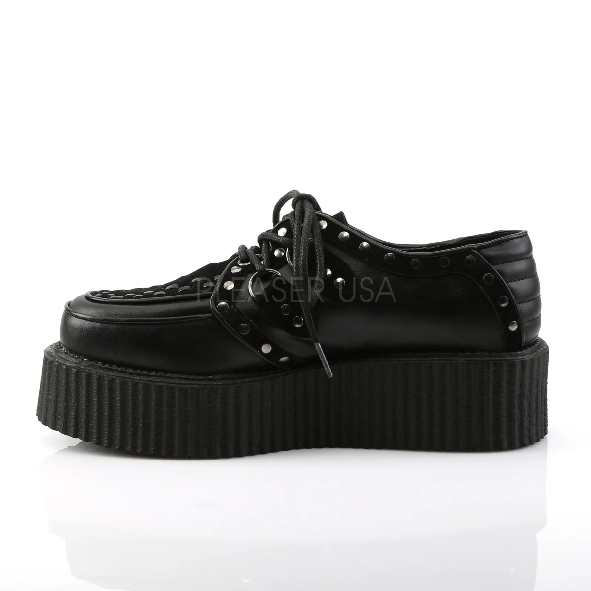V-CREEPER-535  Black Vegan Leather-Vegan Suede - Image 3
