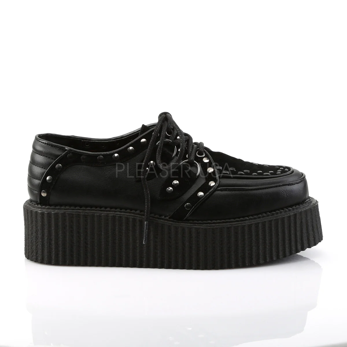 V-CREEPER-535  Black Vegan Leather-Vegan Suede - Image 5