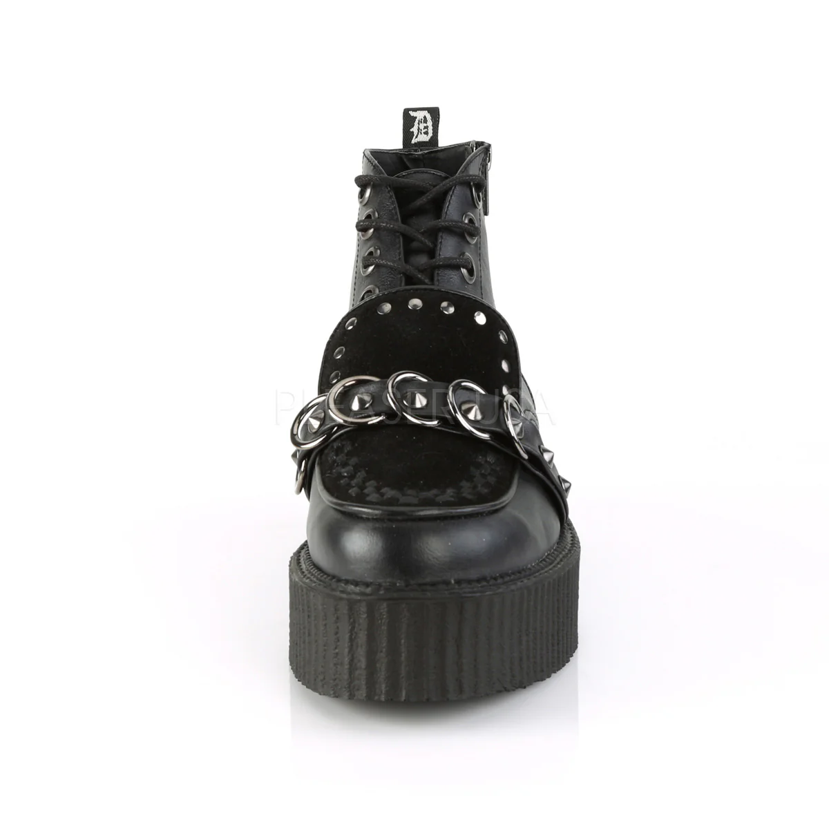 V-CREEPER-555 Black Vegan Leather-Faux Suede - Image 2