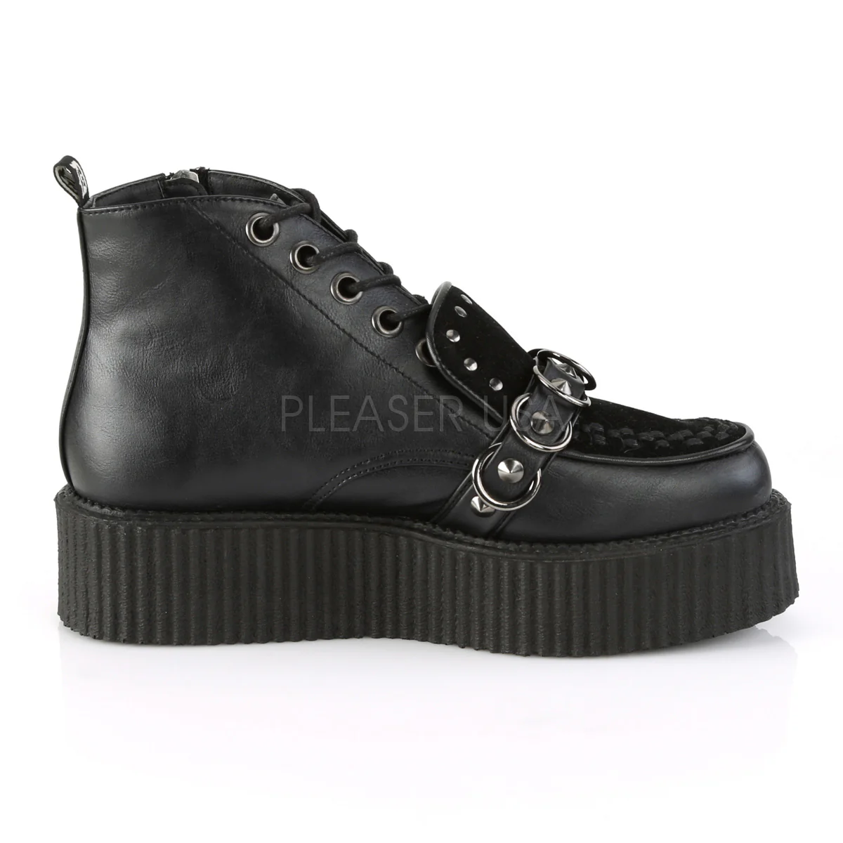 V-CREEPER-555 Black Vegan Leather-Faux Suede - Image 5