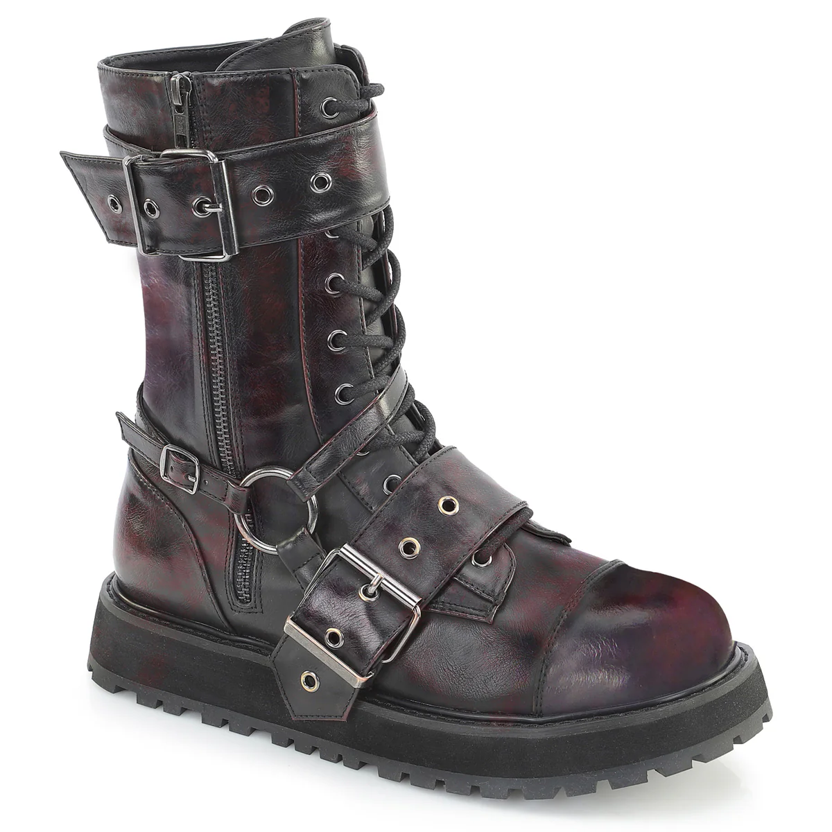 VALOR-220  Black Burgundy Rub-Off Vegan Leather