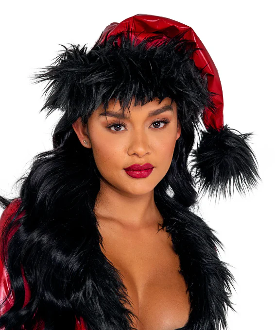 Vinyl & Faux Fur Santa Hat - C201 - Image 2