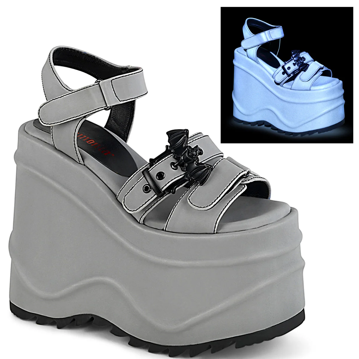 WAVE-13 Grey Reflective Vegan Leather