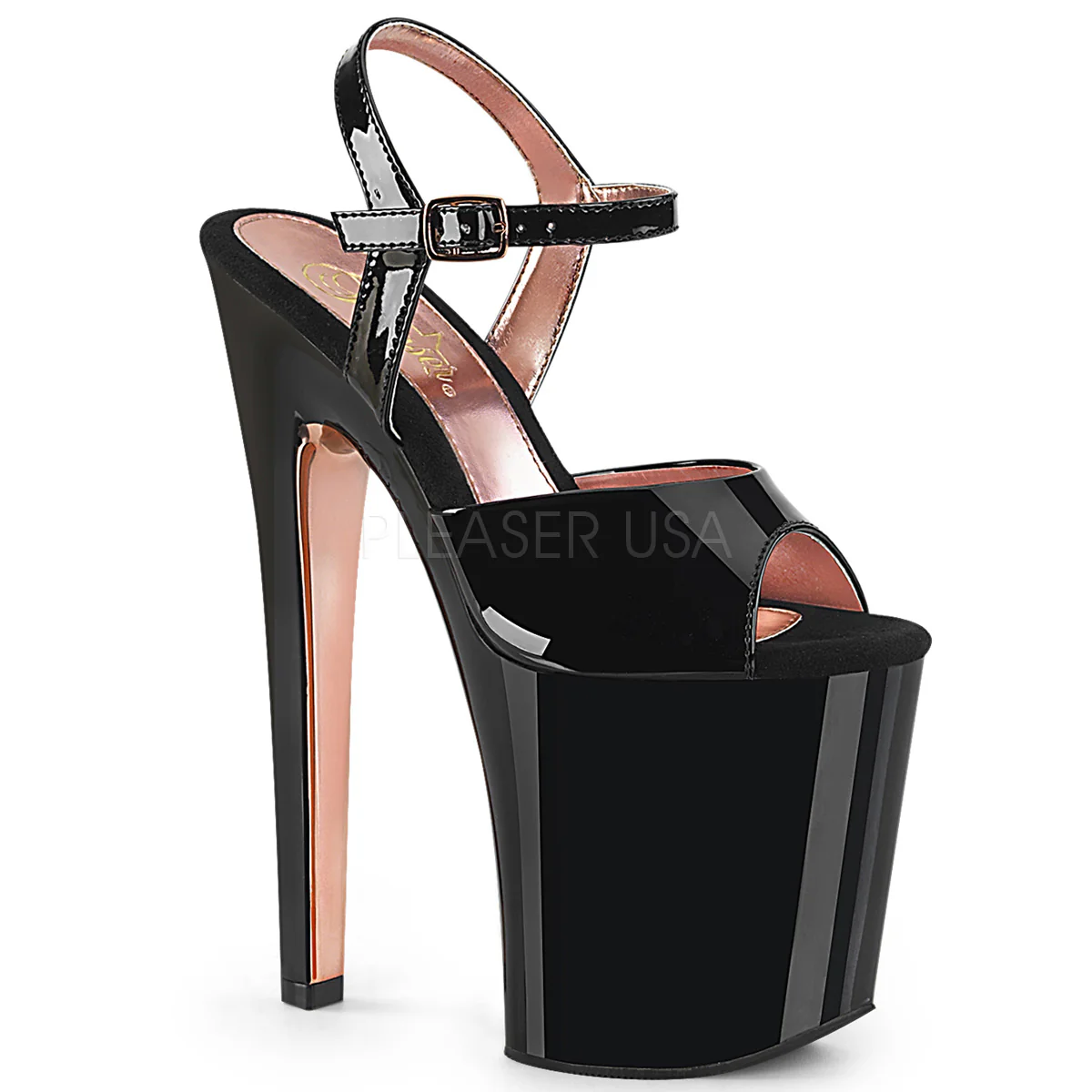 XTREME-809TT Black Patent/Black-Rose Gold Chrome
