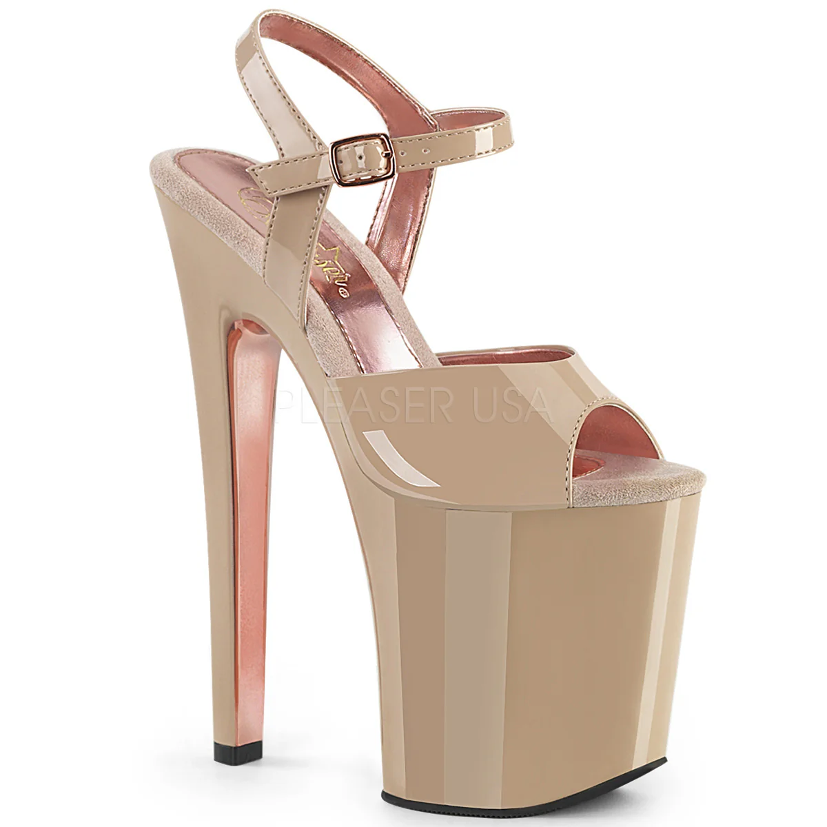 XTREME-809TT Nude Patent/Nude-Rose Gold Chrome
